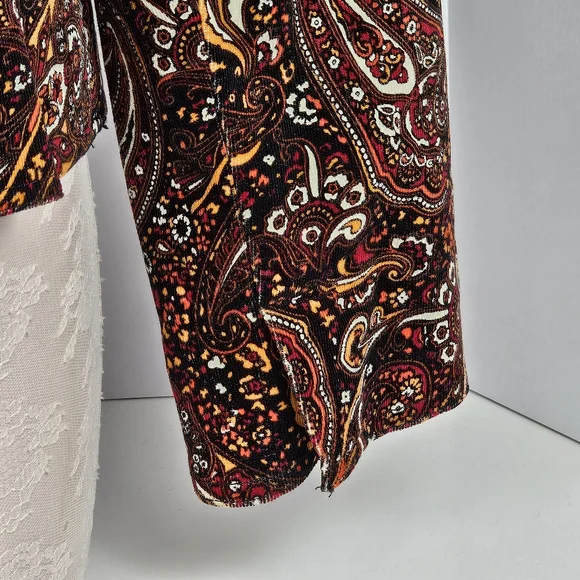 Madison Studio Women 8 Paisley Blazer Jacket Cotton Blend Velvet Look Boho Retro - Picture 9 of 12